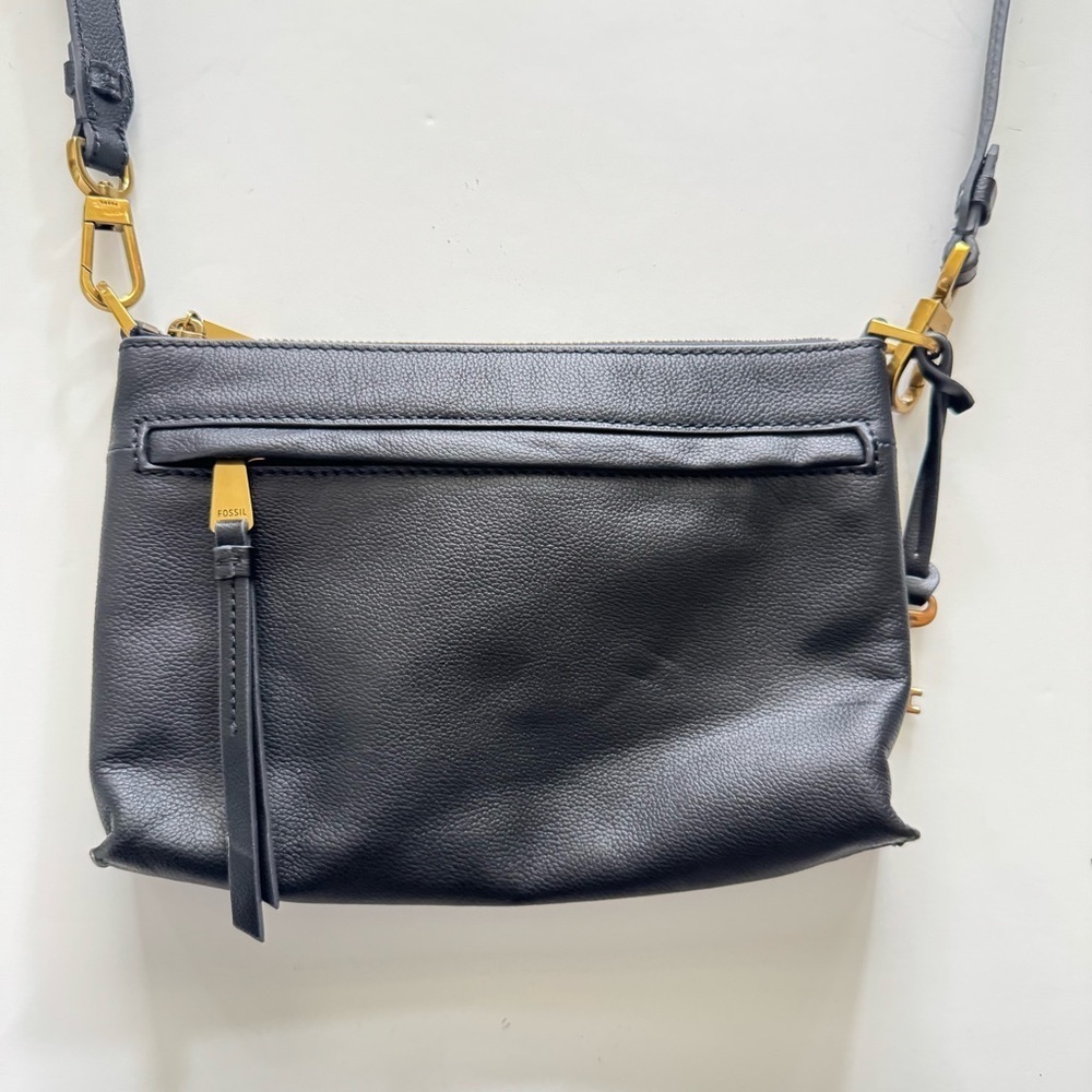 New Fossil Kiera Black Leather Crossbody Bag - Picture 2 of 10